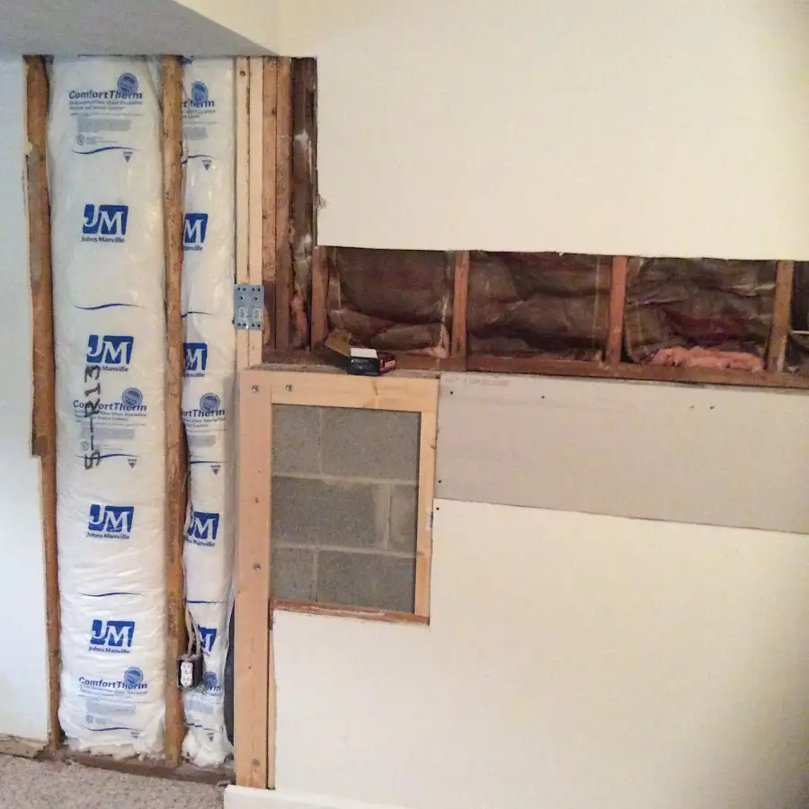 Wall insulation replacement during Basement Flood Cleanup in Kingsford